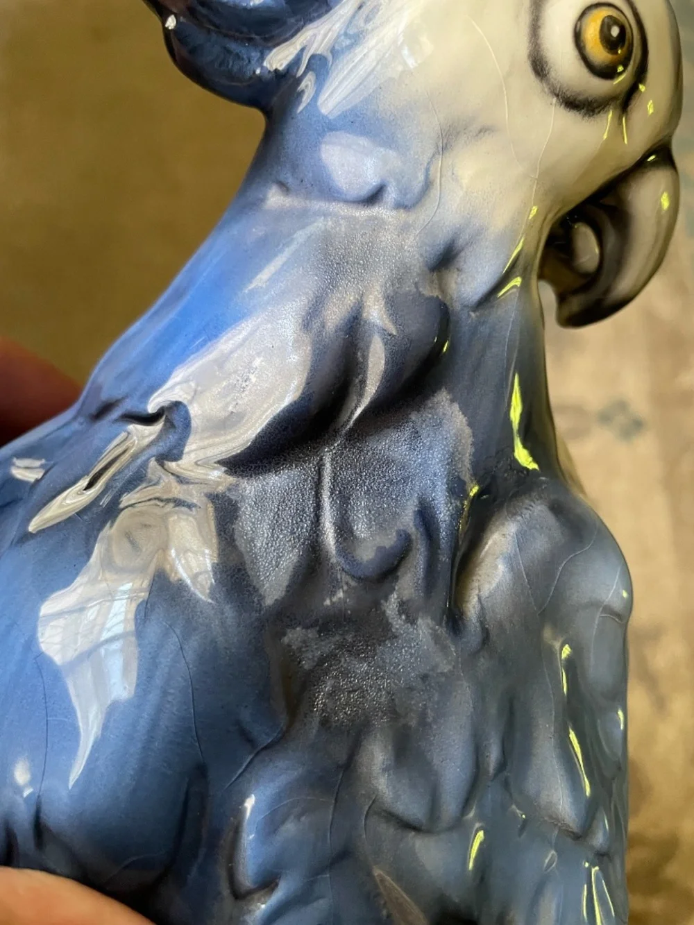 Vintage Italian Ceramic Porcelain Majolica? Parrot Bird Statue Figure 12